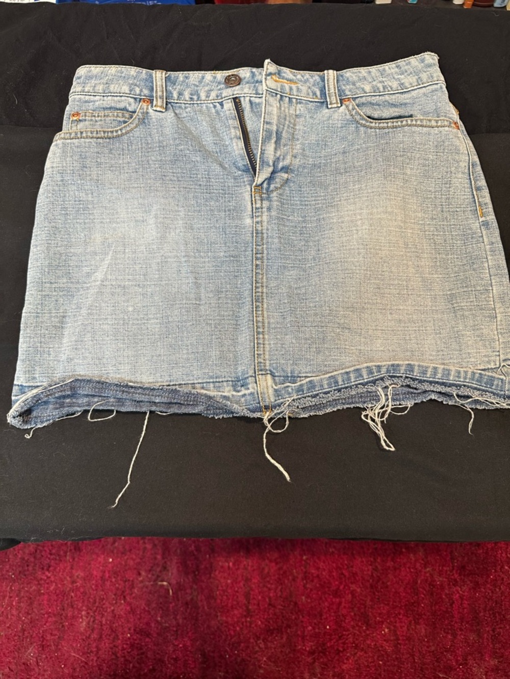 Old Navy Light Blue Denim Mini Skirt with Frayed Hemline
